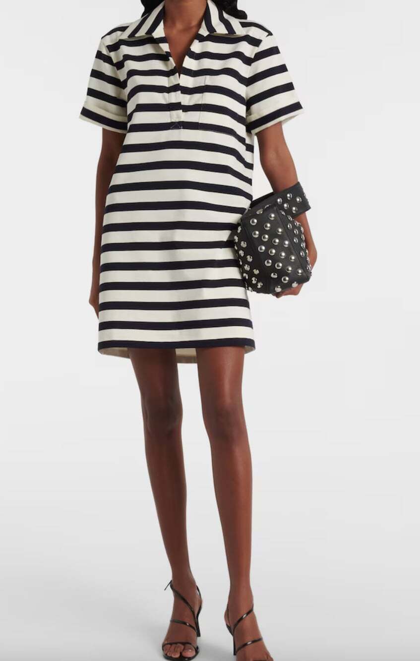 Veronica Beard Cayden Striped Cotton Polo Dress Navy / White Size Small